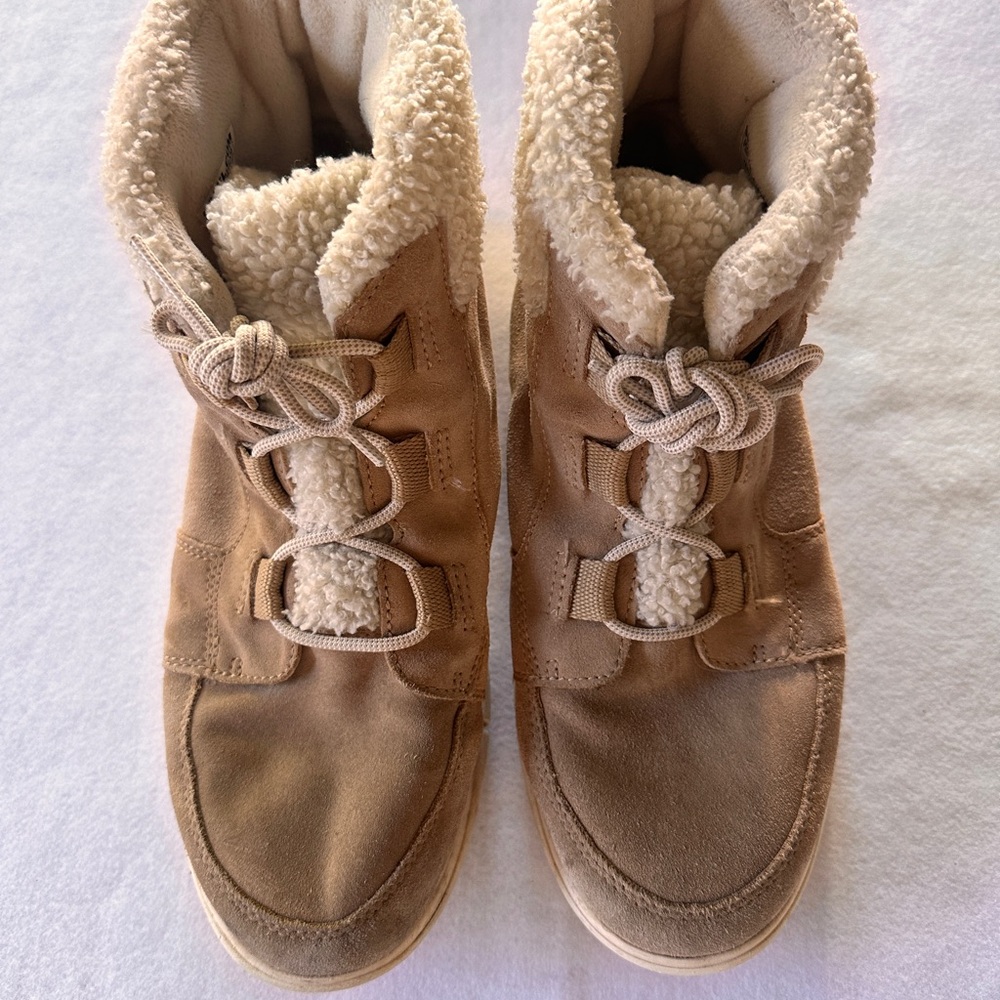 Sorel Explorer Carnival Cozy Tan Suede Winter Boots with Sherpa Lining Size 10 - Picture 3 of 12
